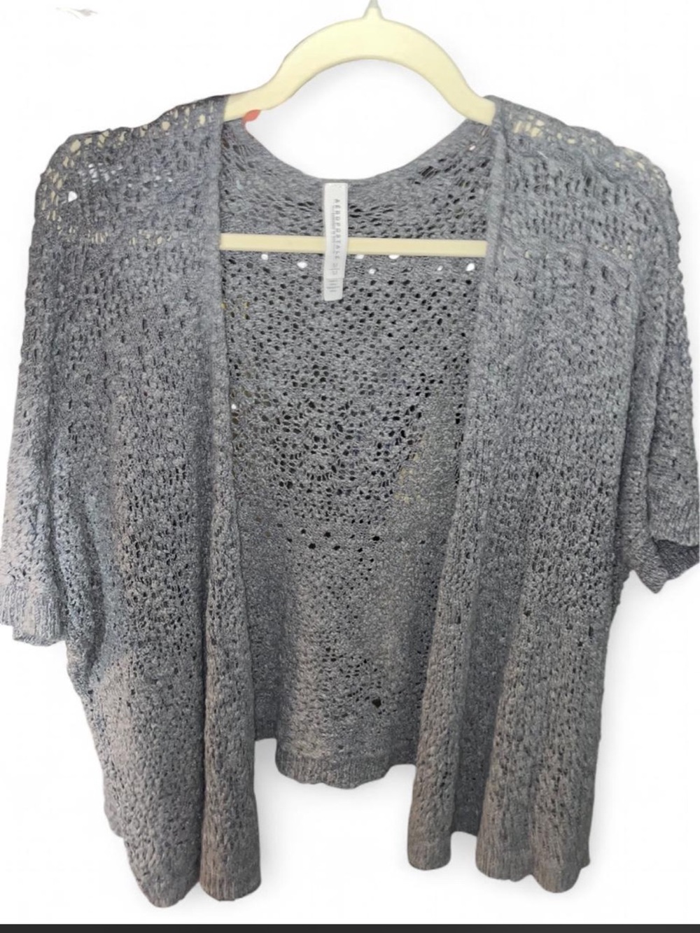 Aeropostale Women's V-Neck Cropped Knit crochet y2k coastal layering sweater
